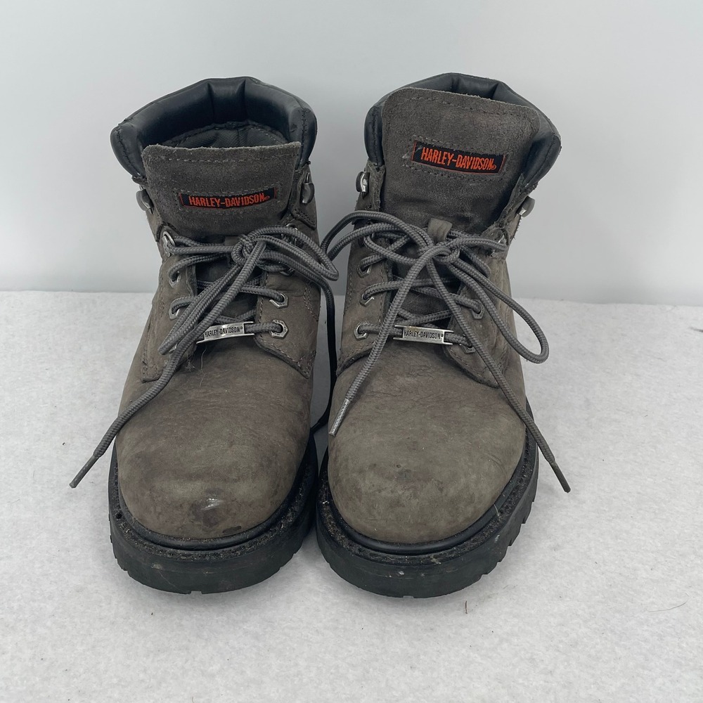Harley-Davidson Womens D83366 Grey Leather Riding Biker Boots Size 9.5 M